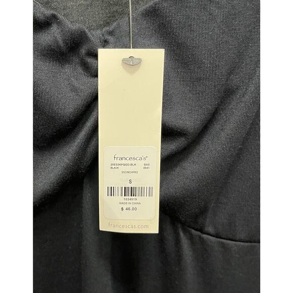 Blue Rein x Francesca’s | Black V-Neck Puff Sleeve Mini Dress Small NWT Soft - Picture 4 of 6